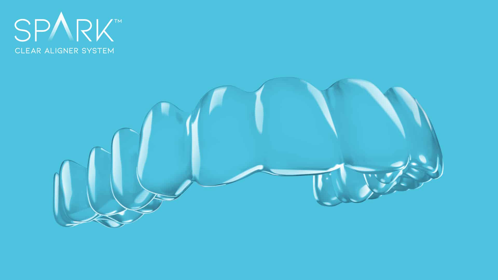 Spark Clear Aligner tray — transparent teeth straightening system offered at Richmond Dental Spa as a biocompatible Invisalign alternative