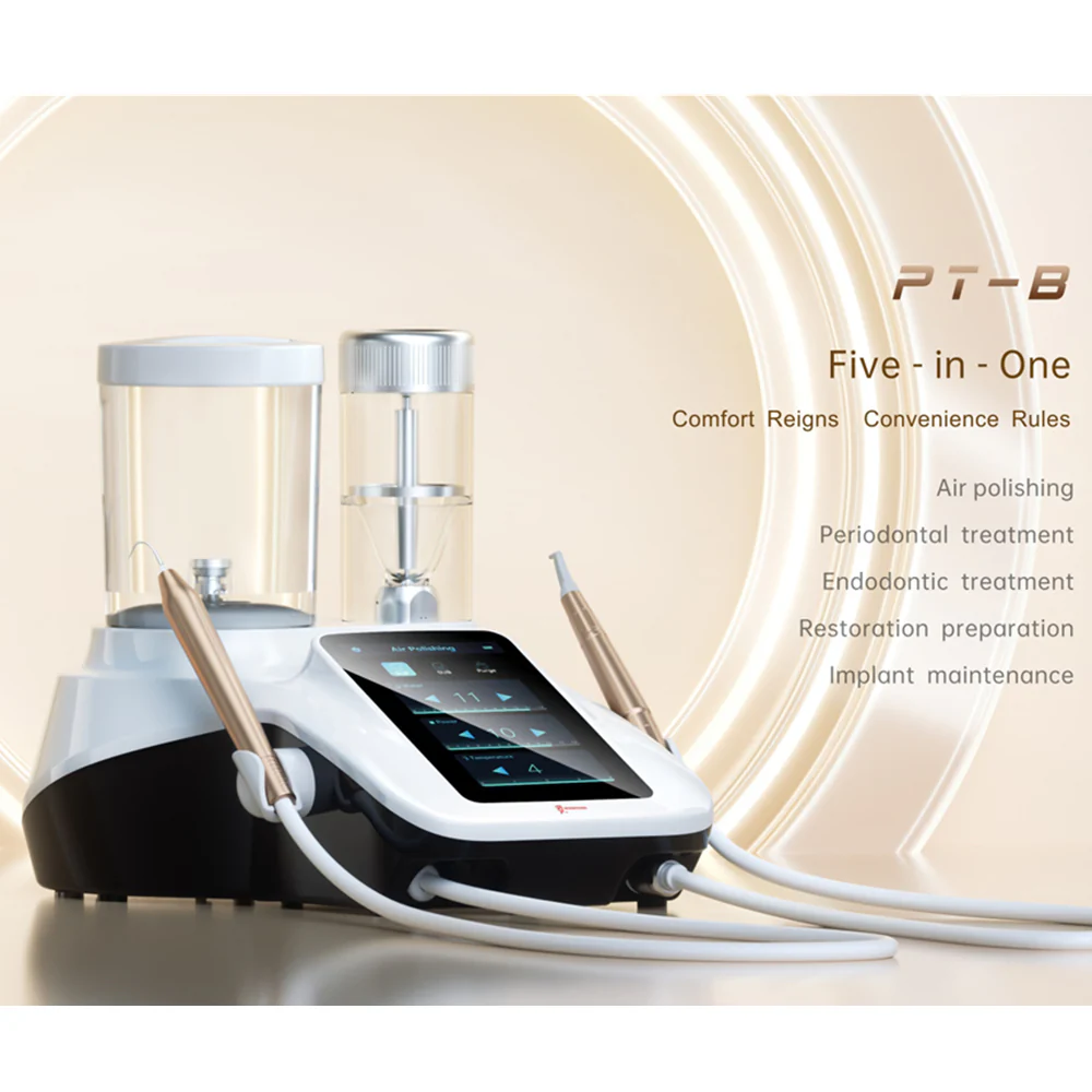 PT-B ultrasonic scaler with warmed therapeutic irrigation system at Richmond Dental Spa — biological periodontal cleaning with heated antimicrobial solution